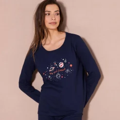 Pyjama<Blancheporte Pyjama met lange mouwen en "galaxy" motief marine