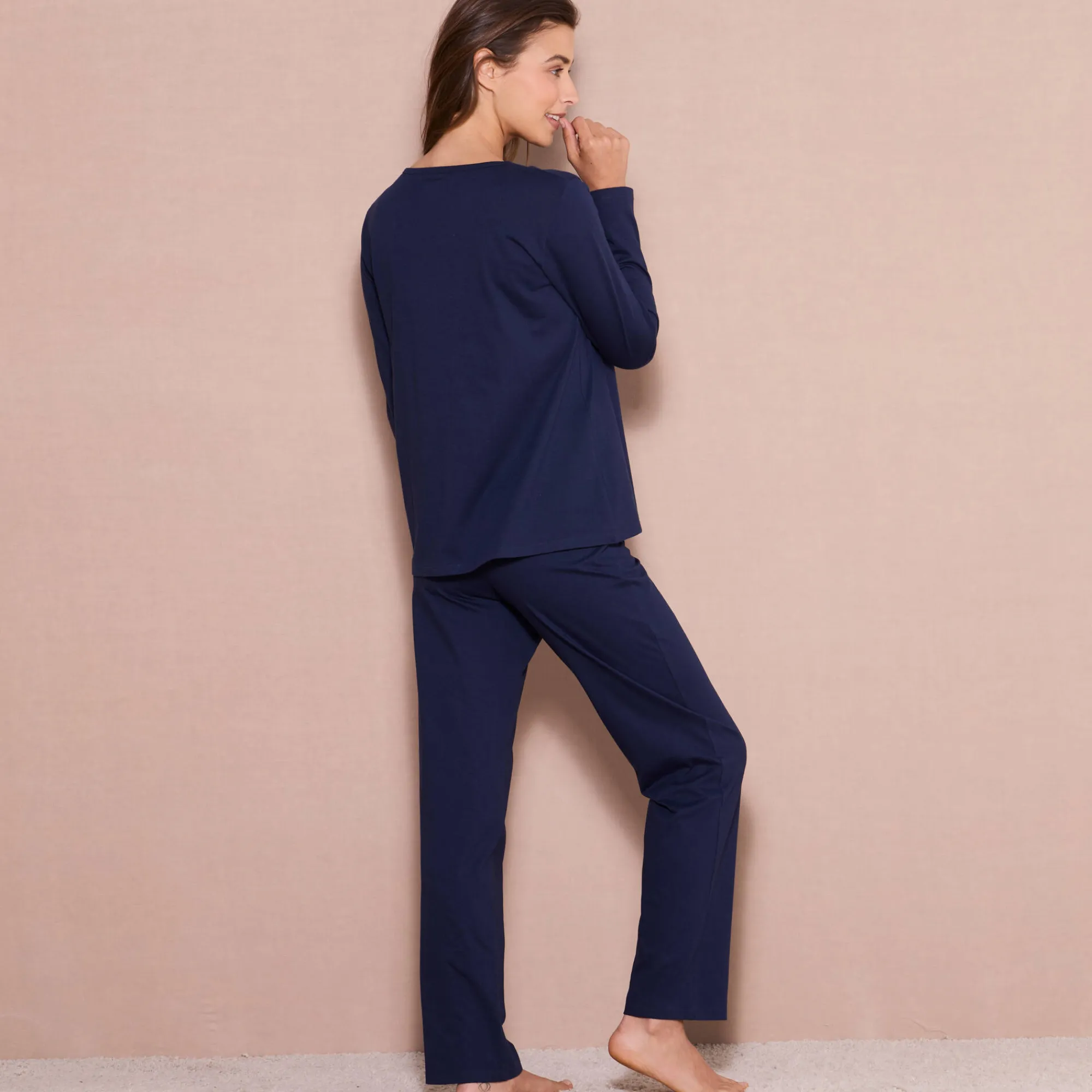 Pyjama<Blancheporte Pyjama met lange mouwen en "galaxy" motief marine