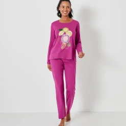 Pyjama<Blancheporte Pyjama met lange mouwen en rozettenmotief violine