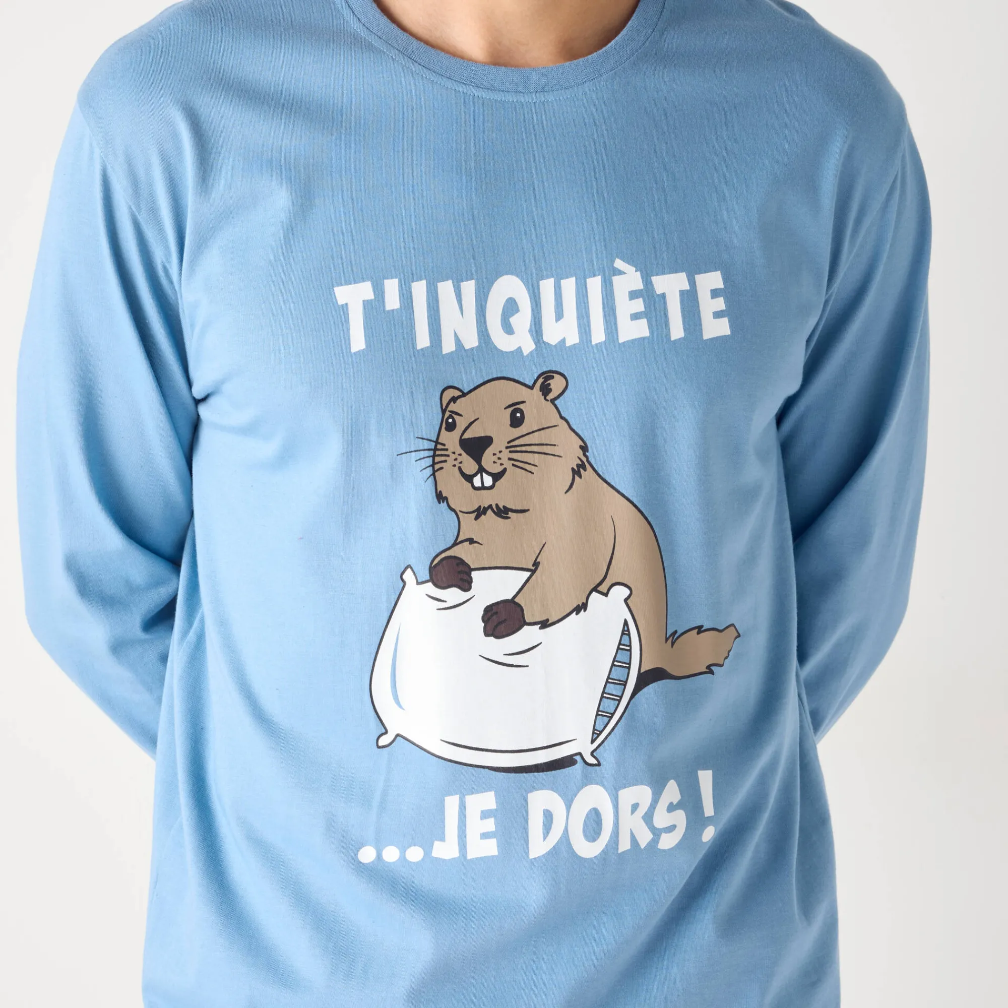 Pyjama En Kamerjas<Blancheporte Pyjama met lange mouwen, Marmotte blauw / groen