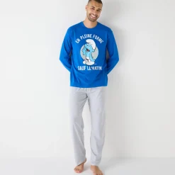 Pyjama En Kamerjas<Blancheporte Pyjama met lange mouwen The Smurfs® blauw / grijs