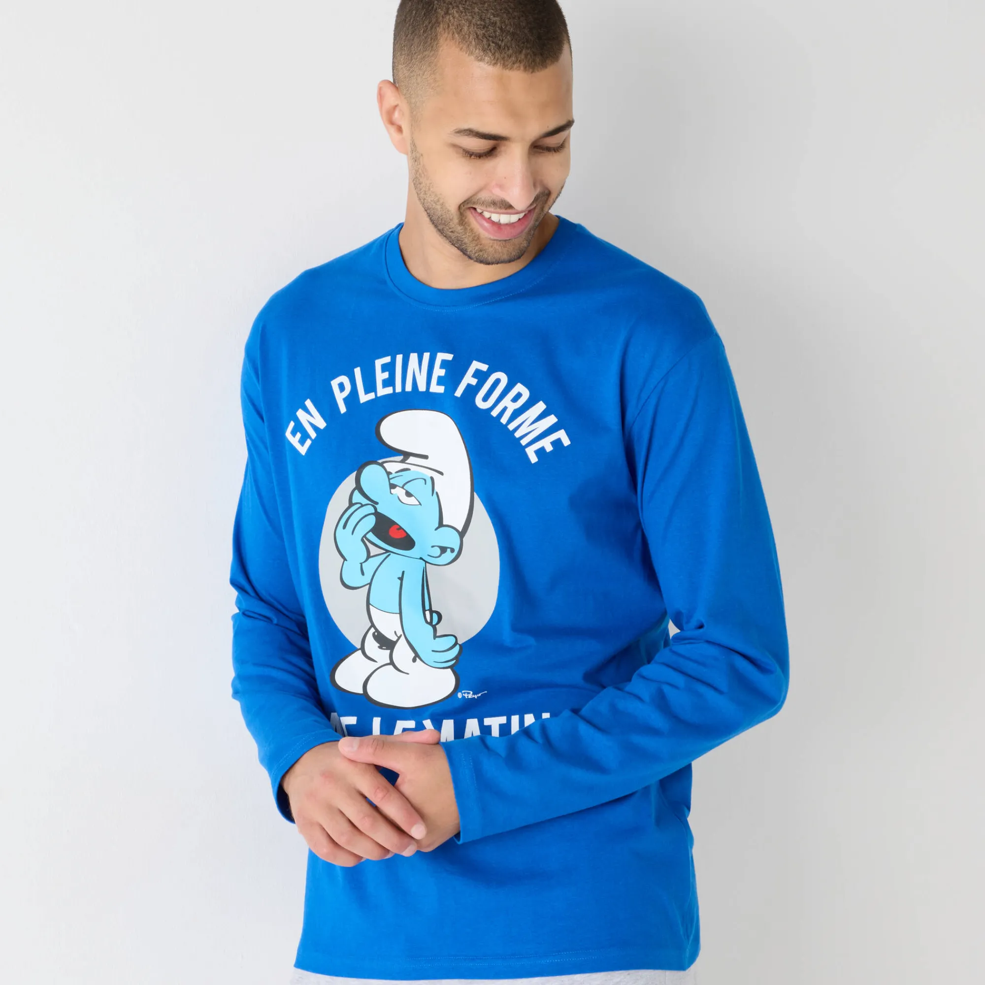 Pyjama En Kamerjas<Blancheporte Pyjama met lange mouwen The Smurfs® blauw / grijs