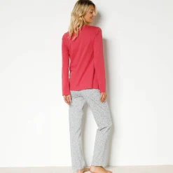Pyjama<Blancheporte Pyjama met 'otter' print met bijpassend tasje framboos / grijs