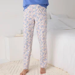 Pyjama<Blancheporte Pyjama met pasje in plumetis - vogelprint ecru / blauw
