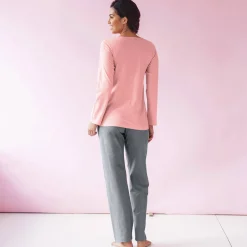 Pyjama<Blancheporte Pyjama met poesmotief - set van 2 perzik + celadon