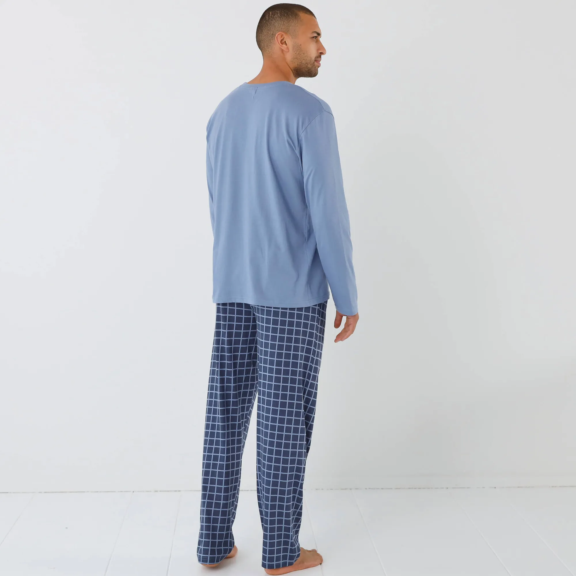 Pyjama En Kamerjas<Blancheporte Pyjama met ronde hals en letterprint blauw / marine
