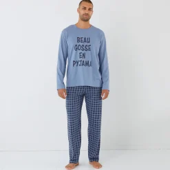 Pyjama En Kamerjas<Blancheporte Pyjama met ronde hals en letterprint blauw / marine