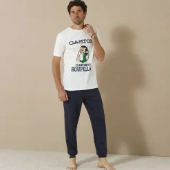 Pyjama En Kamerjas<Blancheporte Pyjama met ronde hals, Gaston Lagaffe® ecru / marine