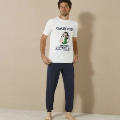 Pyjama En Kamerjas<Blancheporte Pyjama met ronde hals, Gaston Lagaffe® ecru / marine