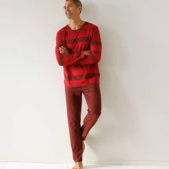 Pyjama En Kamerjas<Blancheporte Pyjama short coton rayures fantaisie bordeaux / rood