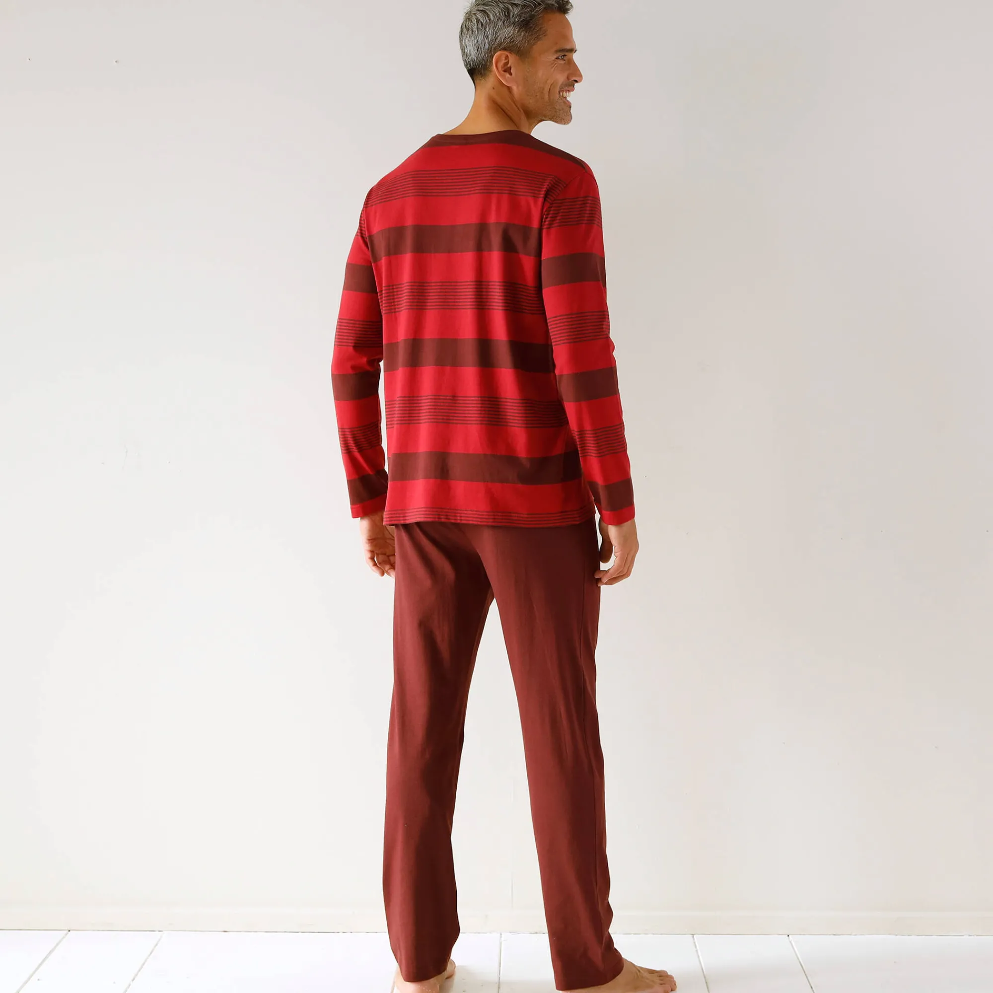 Pyjama En Kamerjas<Blancheporte Pyjama short coton rayures fantaisie bordeaux / rood