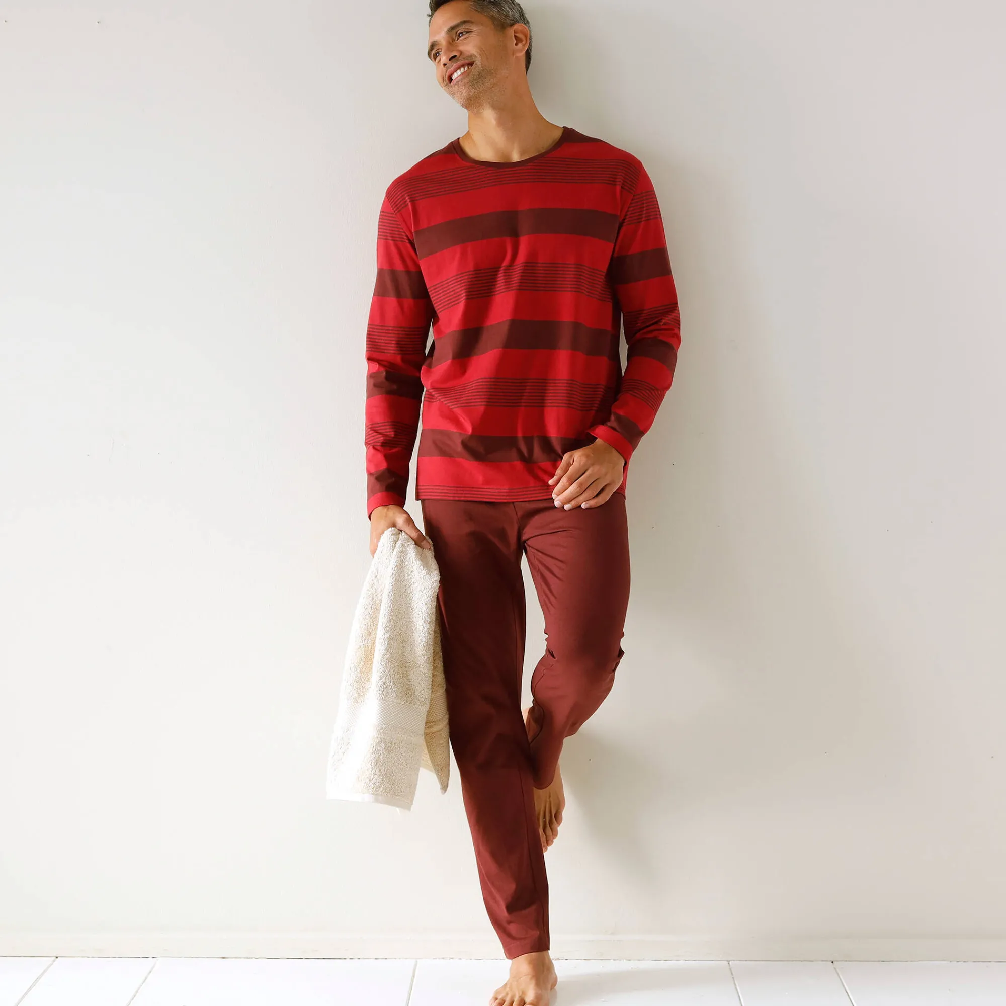 Pyjama En Kamerjas<Blancheporte Pyjama short coton rayures fantaisie bordeaux / rood