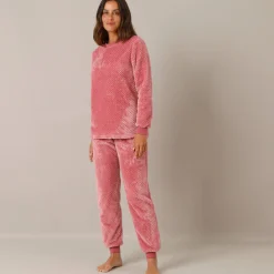 Pyjama<Blancheporte Pyjama van gestructureerd fleece roze