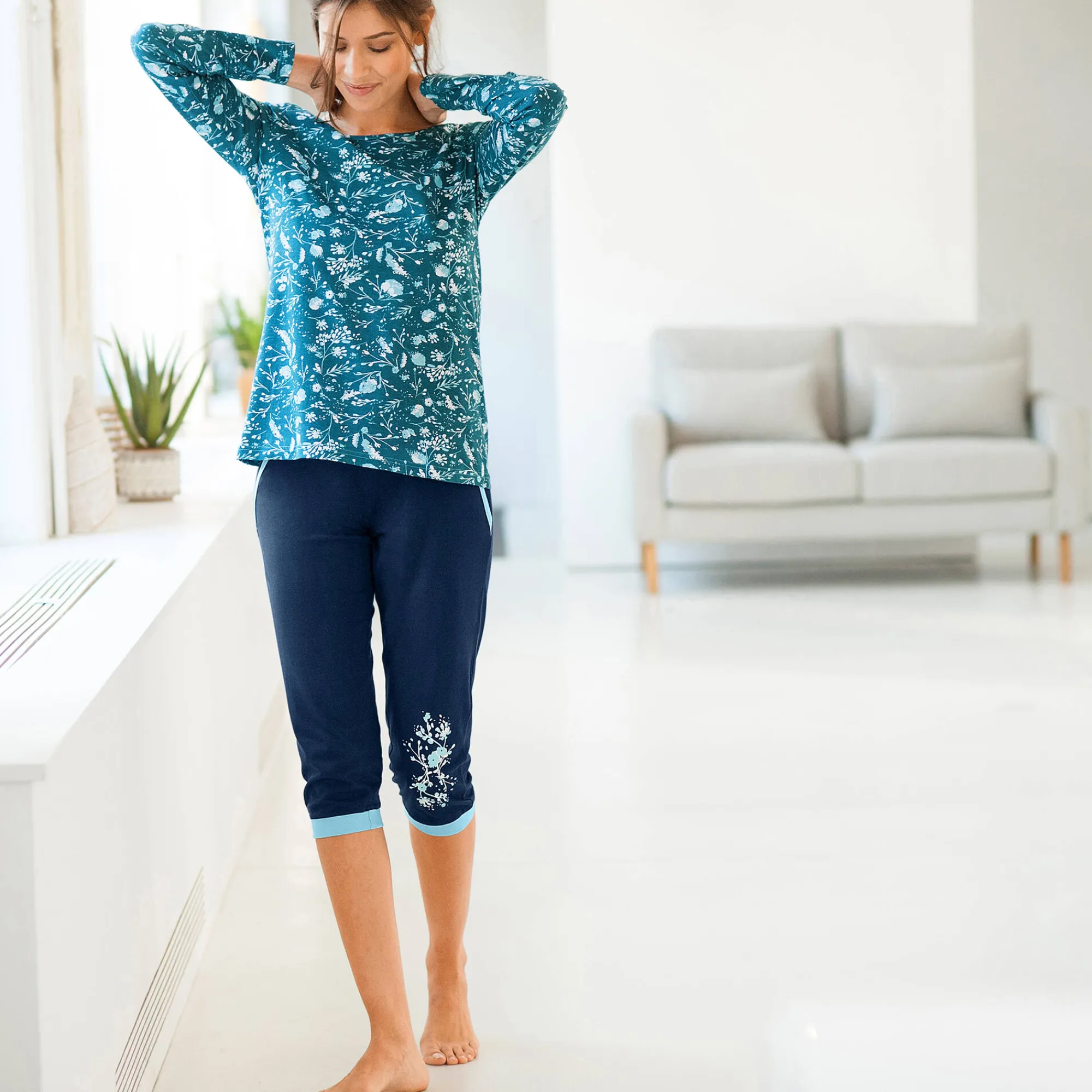 Pyjama<Blancheporte 7/8-pyjamabroek - effen marine