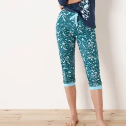 Pyjama<Blancheporte 7/8-pyjamabroek - groen met bloemenprint smaragd