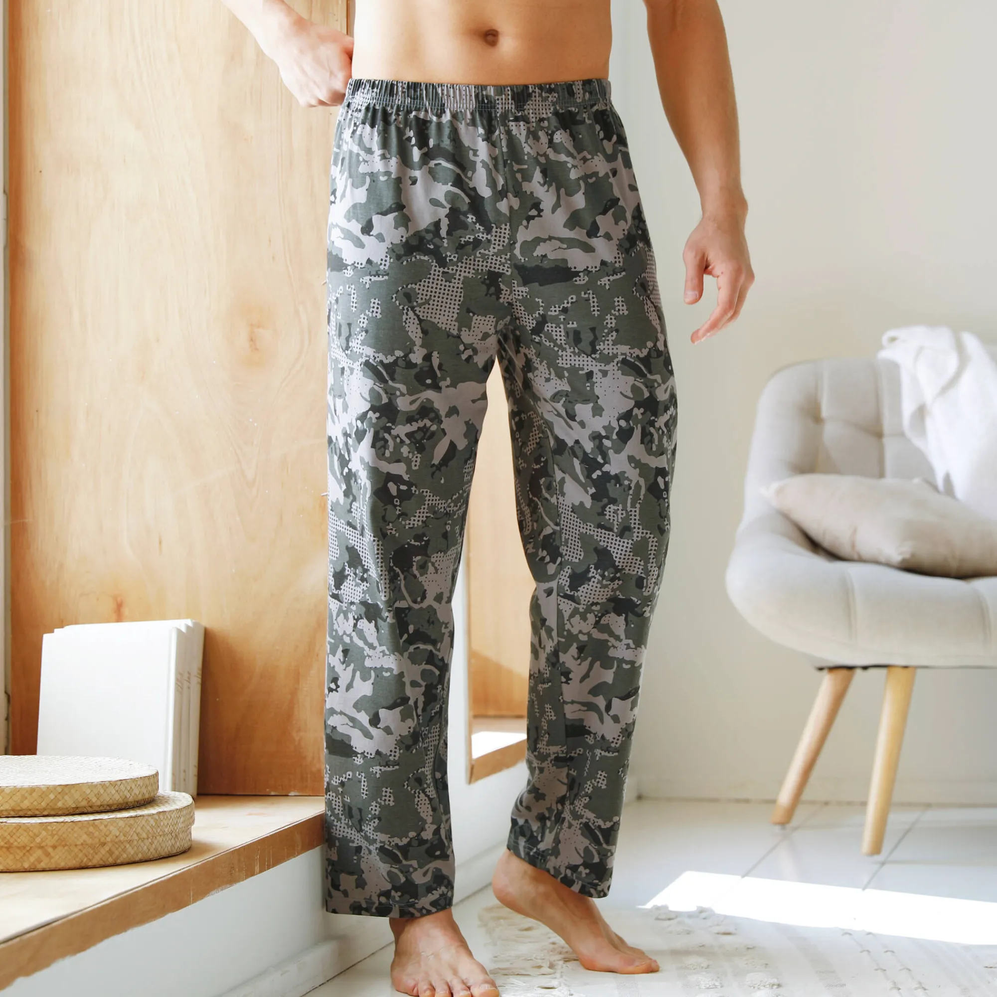 Pyjama En Kamerjas<Blancheporte Pyjamabroek in bedrukt katoen grijs / zwart