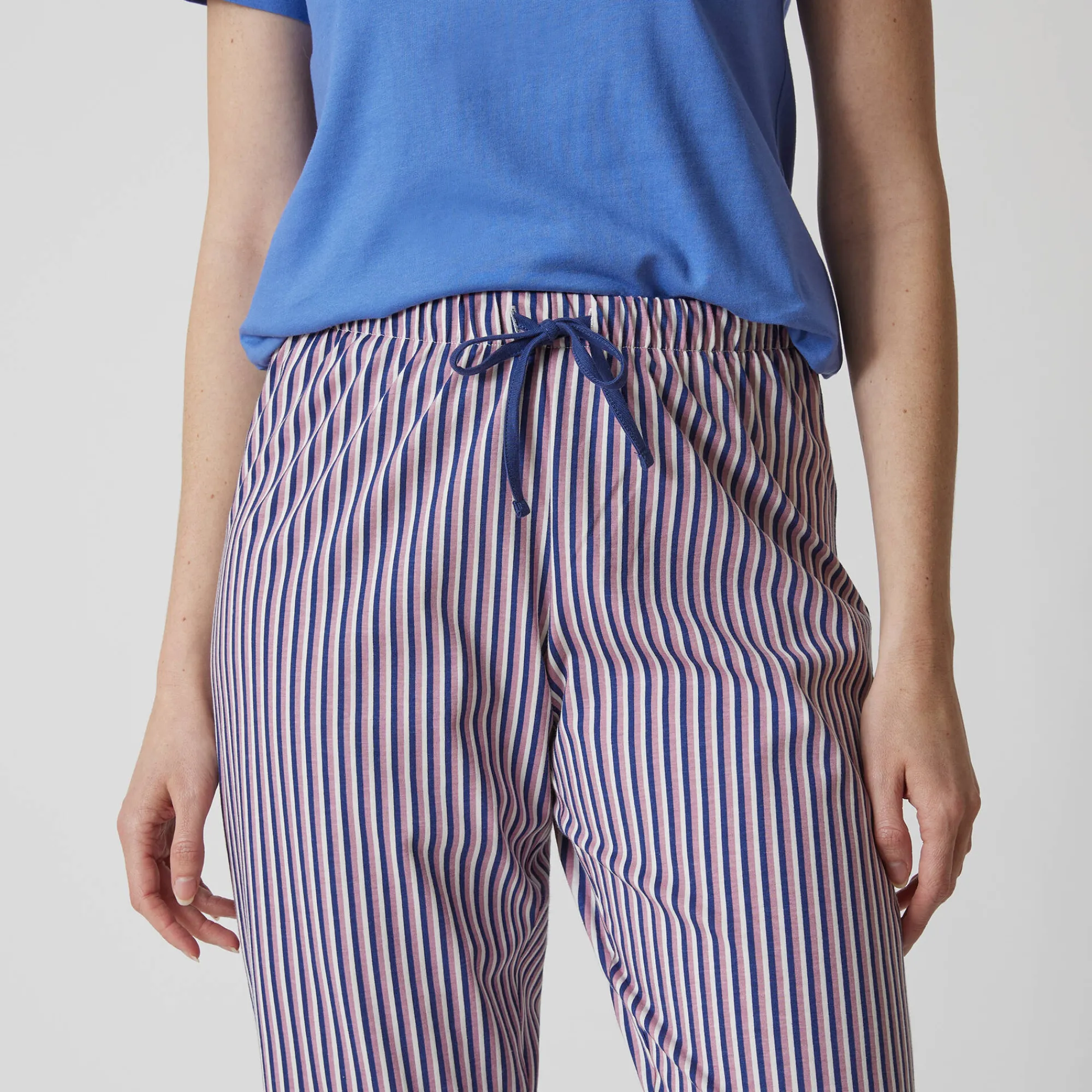 Pyjama<Blancheporte 3/4-pyjamabroek in katoen met strepenprint marine