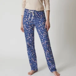 Pyjama<Blancheporte Pyjamabroek in katoen met bloemenprint marine / mauve