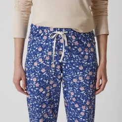 Pyjama<Blancheporte Pyjamabroek in katoen met bloemenprint marine / mauve