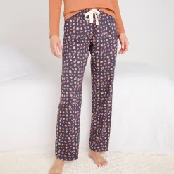 Pyjama<Blancheporte Pyjamabroek in katoen met print "Beautiful" marine / koper