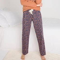 Pyjama<Blancheporte Pyjamabroek in katoen met print "Beautiful" marine / koper
