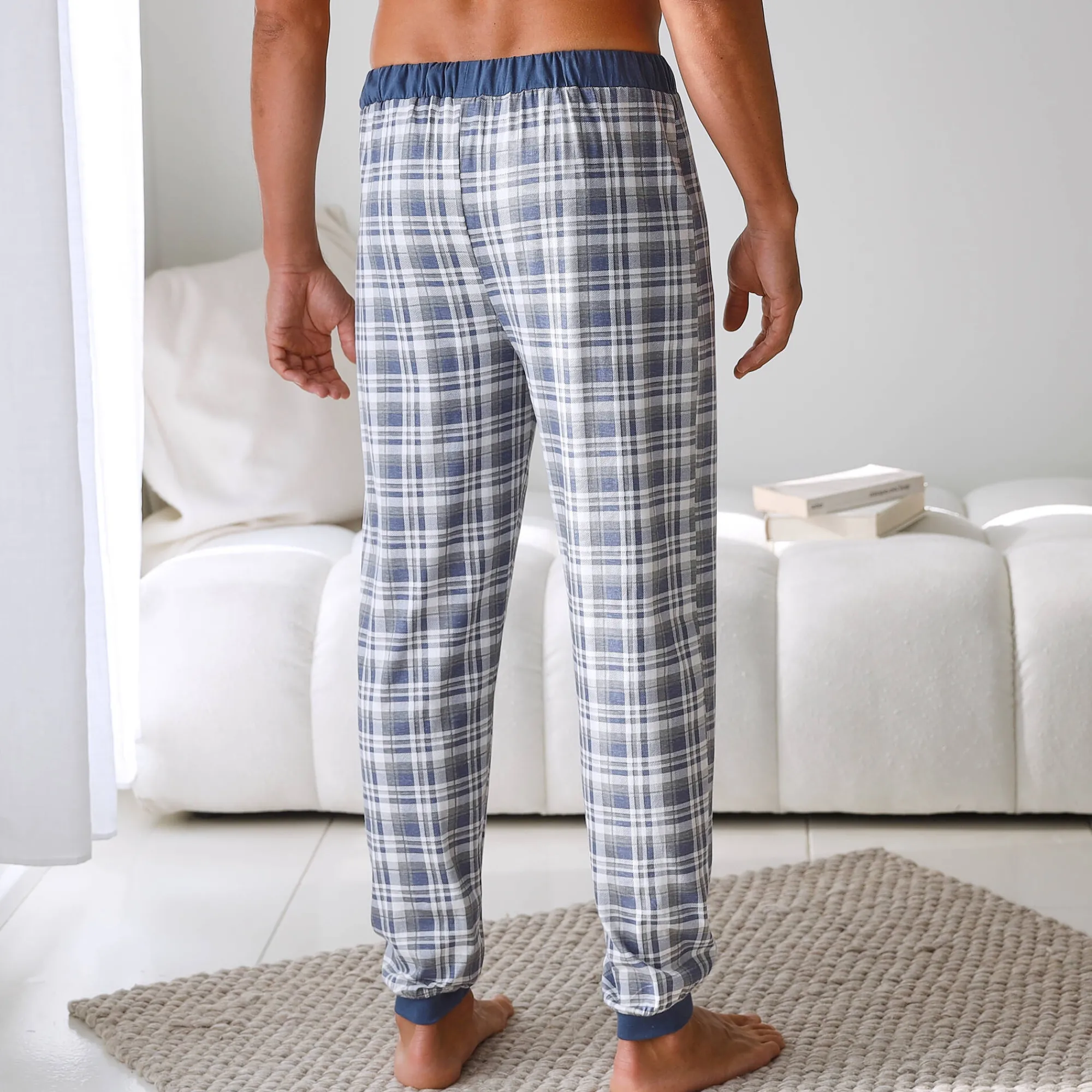 Pyjama En Kamerjas<Blancheporte Pyjamabroek met aangetrokken pijponderkanten - set van 2 blauw geruit