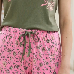 Pyjama<Blancheporte Pyjamabroek met bloemenprint "Bohème" Indisch roze / kaki