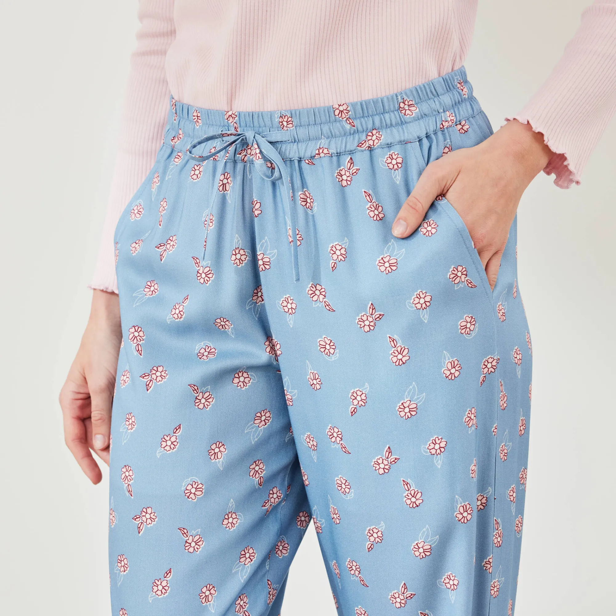 Pyjama<Blancheporte Pyjamabroek met bloemenprint blauw / roze