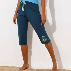 Pyjama<Blancheporte 3/4-pyjamabroek met geplaatste bloemblaadjesprint donkerblauw