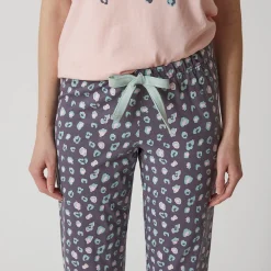 Pyjama<Blancheporte 3/4-pyjamabroek met print "Beautiful" antracietgrijs