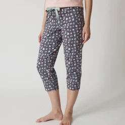 Pyjama<Blancheporte 3/4-pyjamabroek met print "Beautiful" antracietgrijs