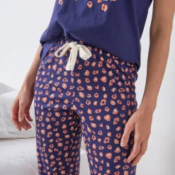 Pyjama<Blancheporte 3/4-pyjamabroek met print "Beautiful" marine / koper