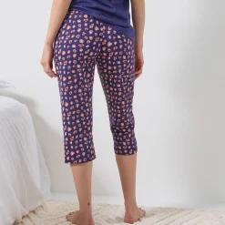 Pyjama<Blancheporte 3/4-pyjamabroek met print "Beautiful" marine / koper