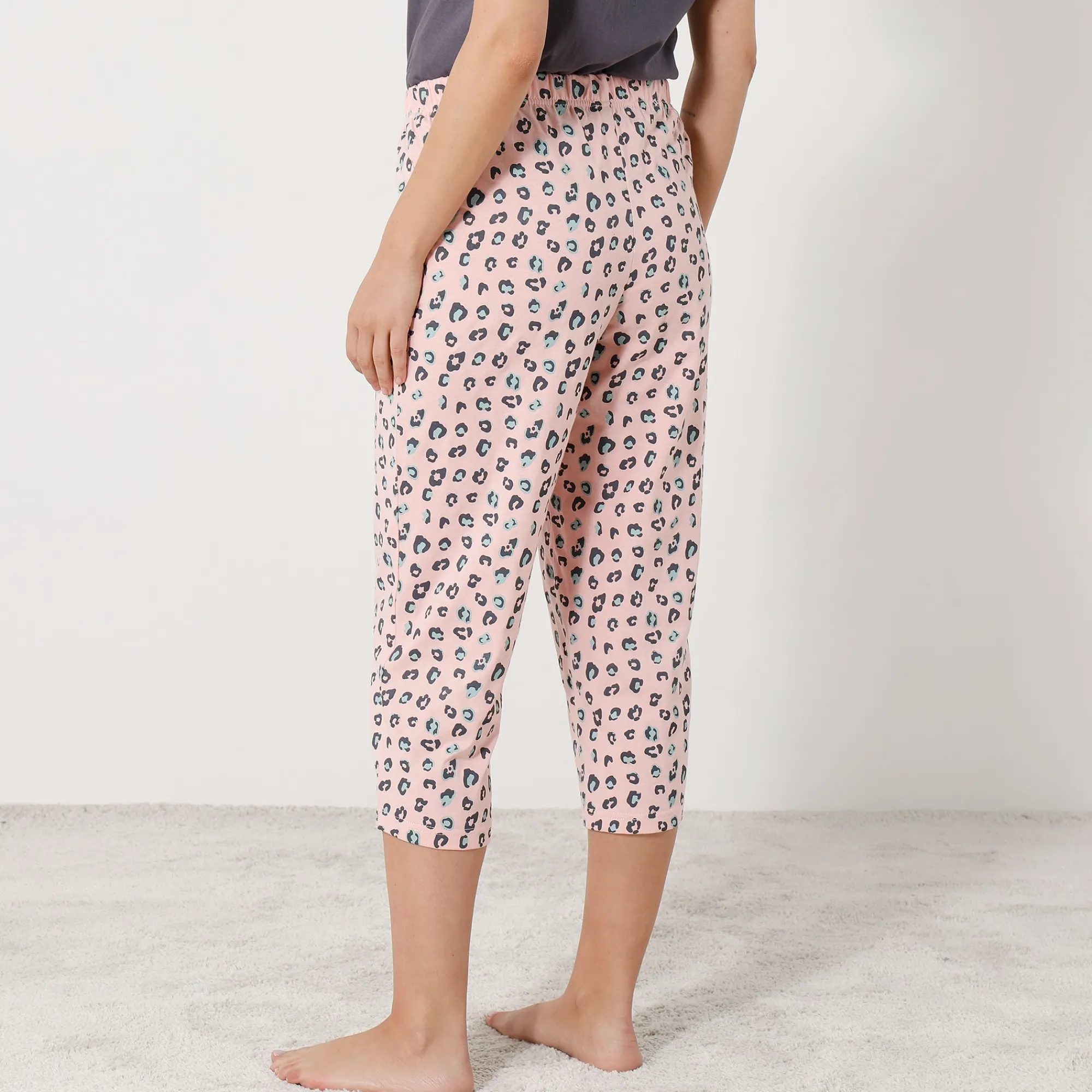 Pyjama<Blancheporte 3/4-pyjamabroek met print "Beautiful" roze