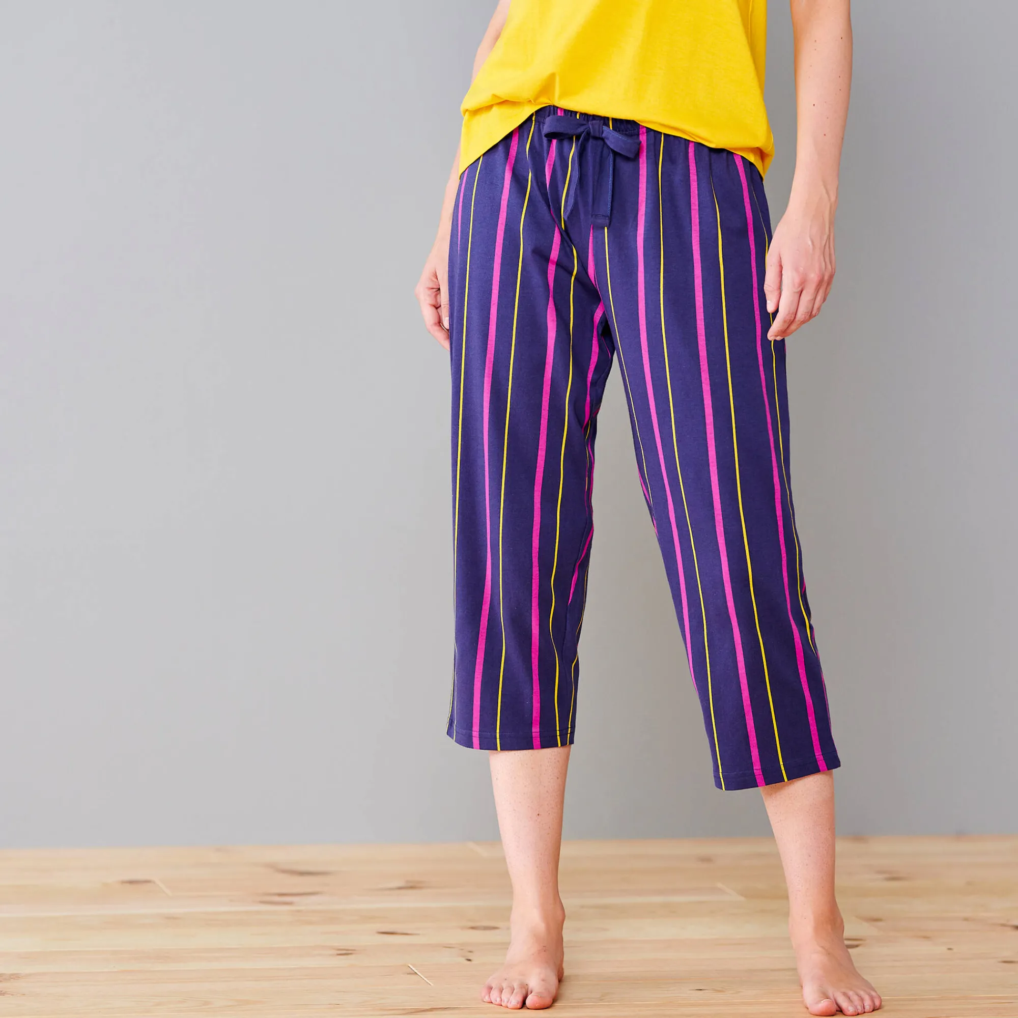Pyjama<Blancheporte 3/4-pyjamabroek met strepenprint Estrella - katoen marine