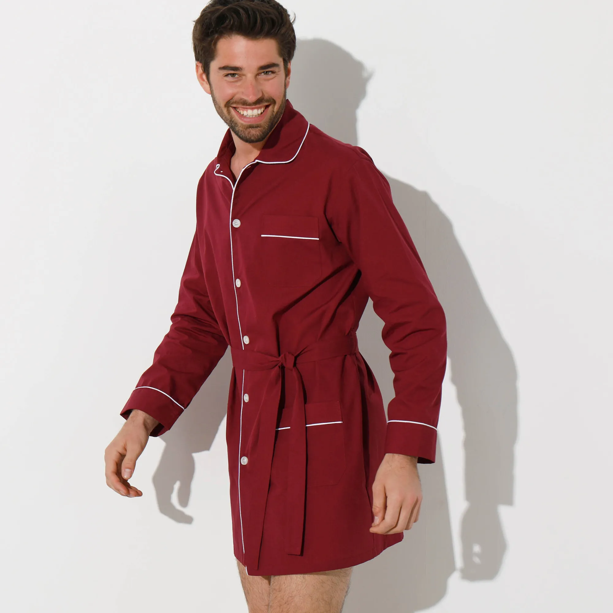 Pyjama En Kamerjas<Blancheporte Pyjamajasje in popeline met doorknoopsluiting bordeaux