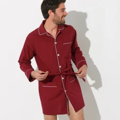 Pyjama En Kamerjas<Blancheporte Pyjamajasje in popeline met doorknoopsluiting bordeaux