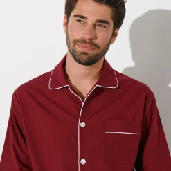 Pyjama En Kamerjas<Blancheporte Pyjamajasje in popeline met doorknoopsluiting bordeaux