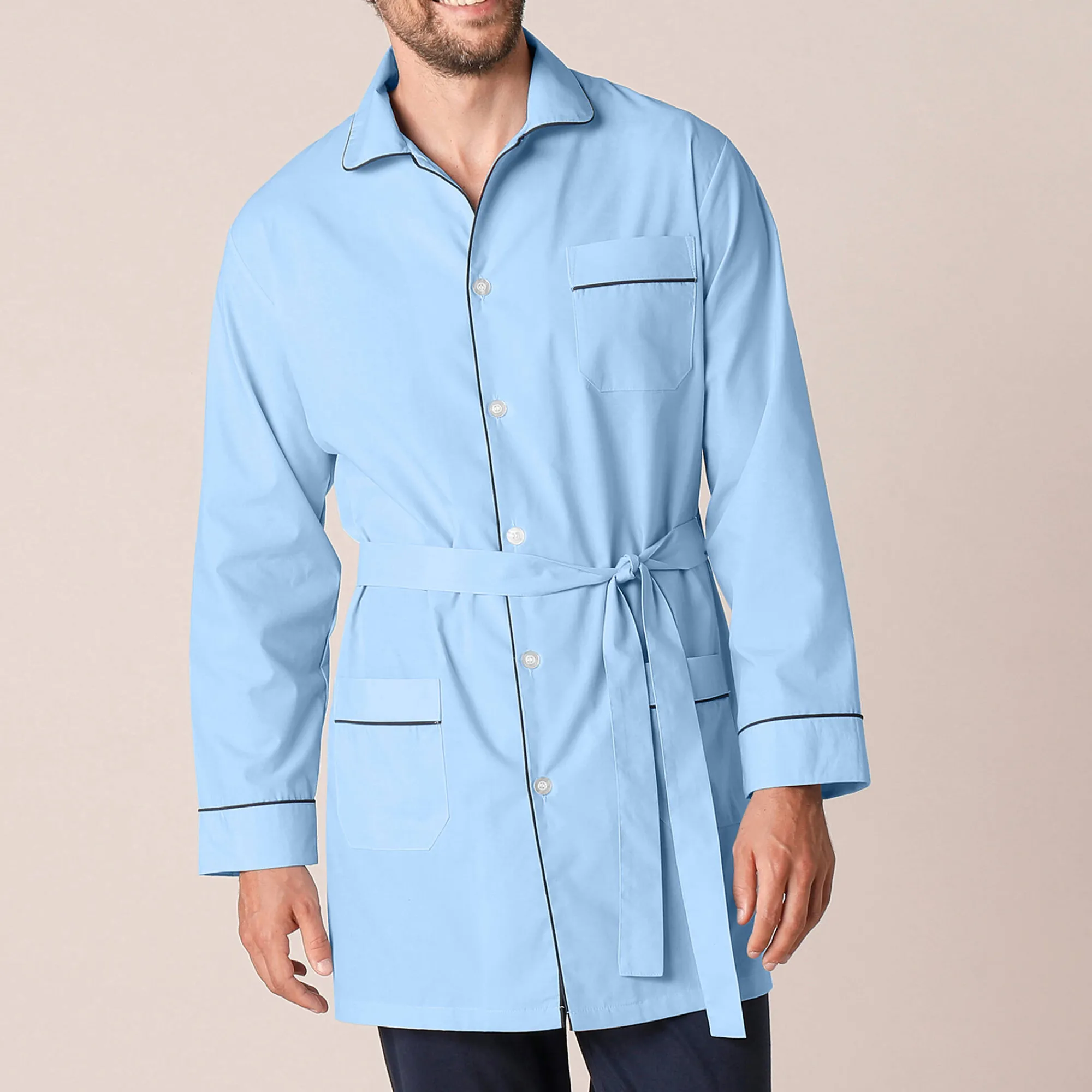 Pyjama En Kamerjas<Blancheporte Pyjamajasje in popeline met doorknoopsluiting lichtblauw