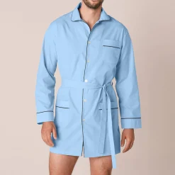 Pyjama En Kamerjas<Blancheporte Pyjamajasje in popeline met doorknoopsluiting lichtblauw