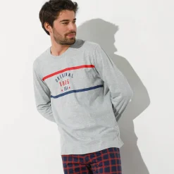 Pyjama En Kamerjas<Blancheporte Pyjamashirt in polykatoen met lange mouwen chiné grijs