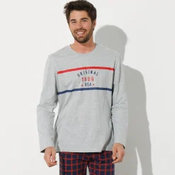Pyjama En Kamerjas<Blancheporte Pyjamashirt in polykatoen met lange mouwen chiné grijs