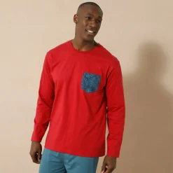 Pyjama En Kamerjas<Blancheporte Pyjamashirt met borstzakje en lange mouwen bordeaux