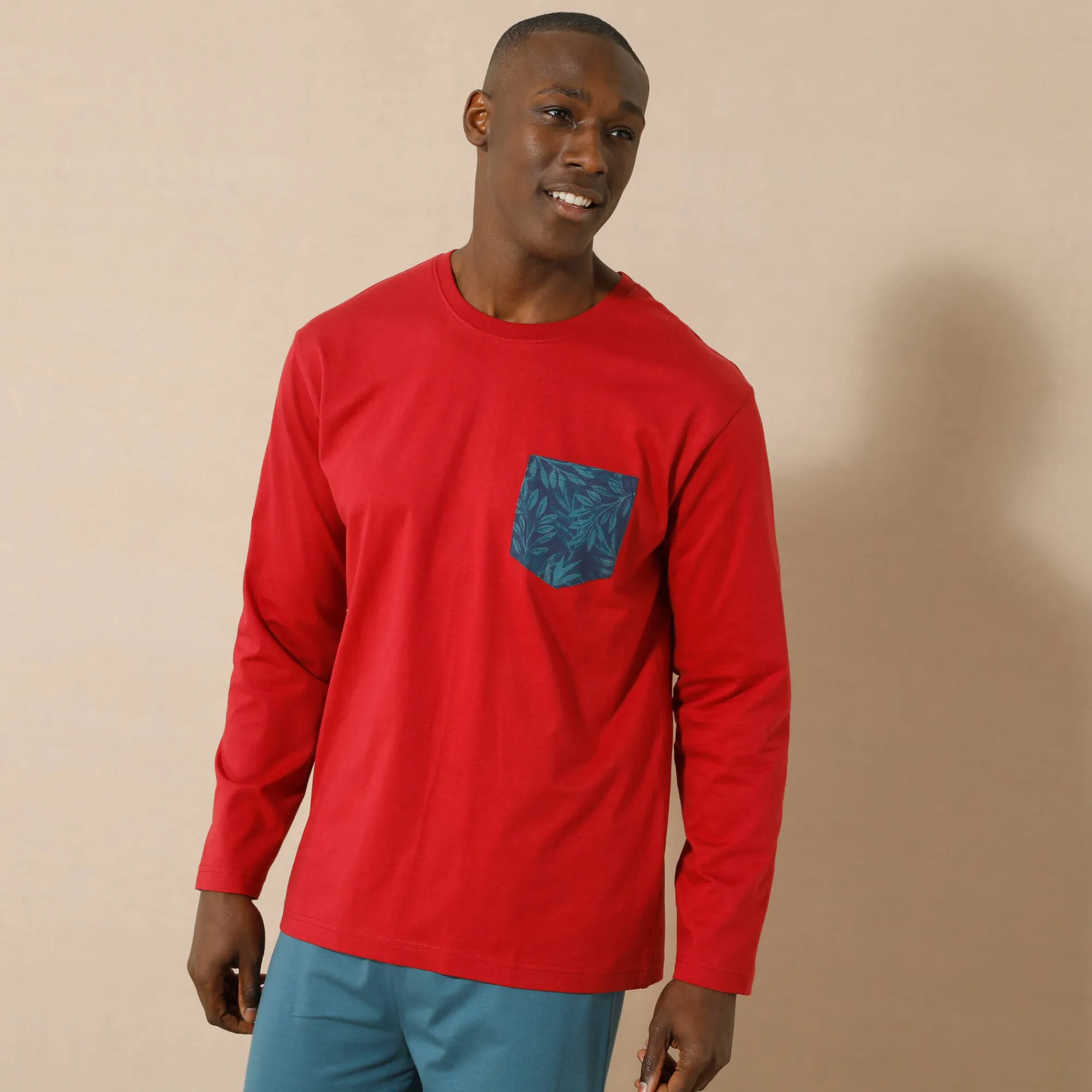 Pyjama En Kamerjas<Blancheporte Pyjamashirt met borstzakje en lange mouwen bordeaux