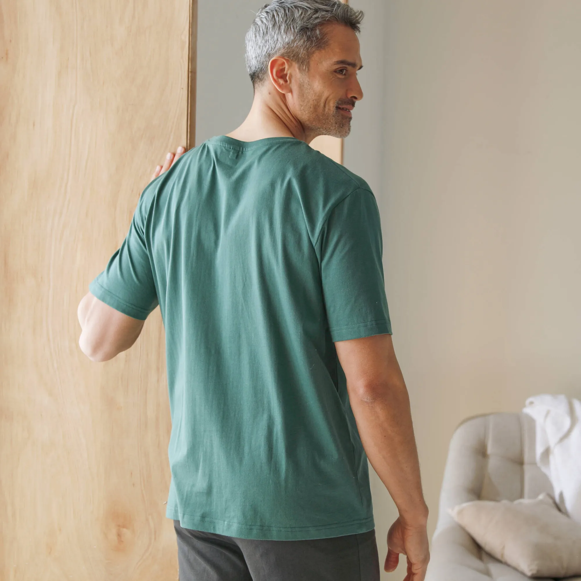 Pyjama En Kamerjas<Blancheporte Pyjamashirt met geplaatste print en korte mouwen donkergroen
