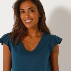 Pyjama<Blancheporte Pyjamashirt met korte mouwen en geplaatste bloemblaadjesprint donkerblauw