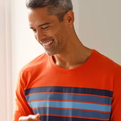 Pyjama En Kamerjas<Blancheporte Pyjamashirt met korte mouwen en strepen, katoen oranje