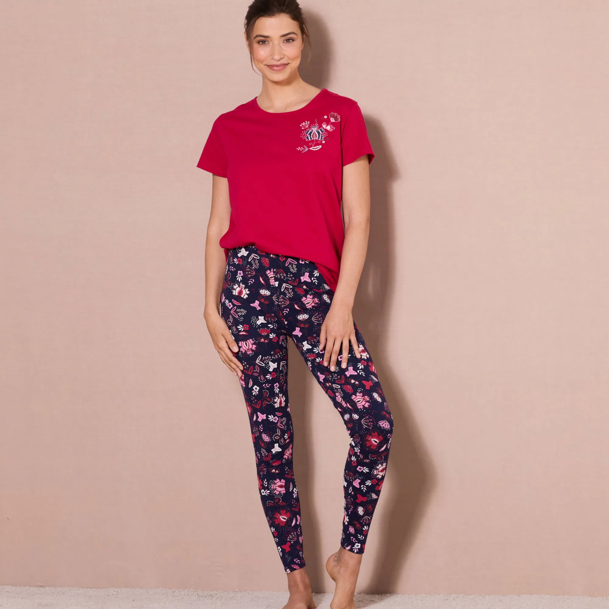 Pyjama<Blancheporte Pyjamashirt met korte mouwen rood