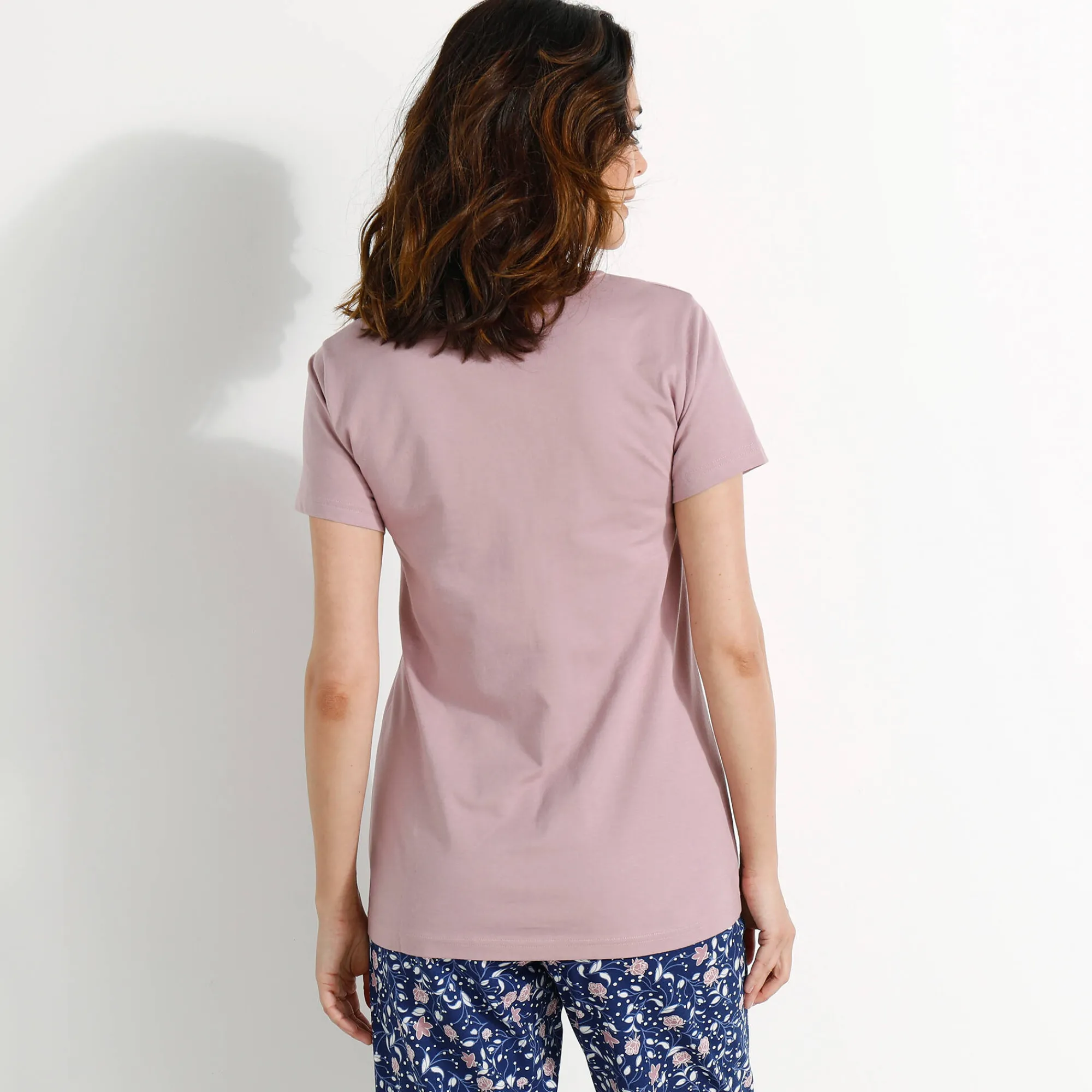 Pyjama<Blancheporte Pyjamashirt met korte mouwen en bloemenmotief grijsmauve