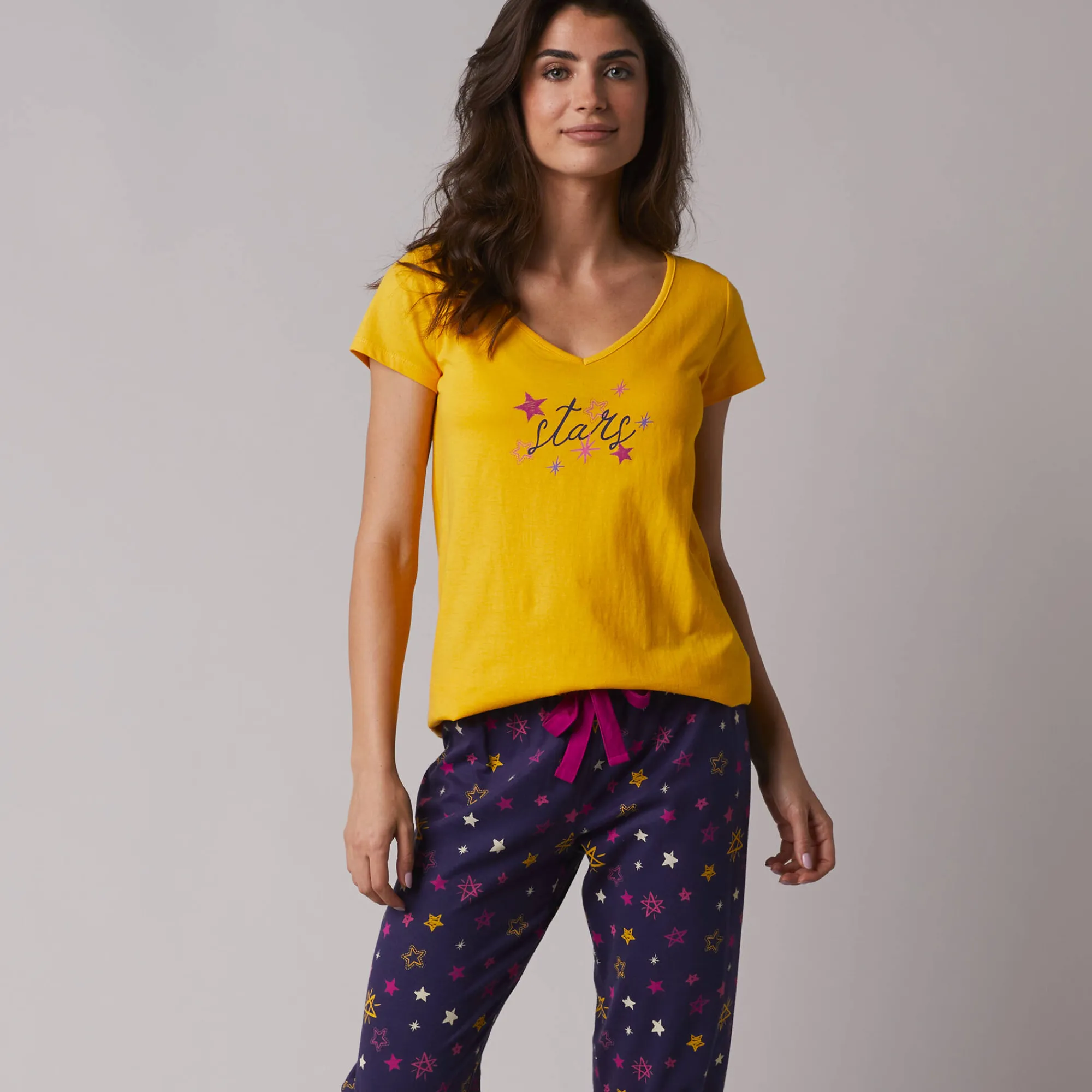 Pyjama<Blancheporte Pyjamashirt met korte mouwen en print Estrella geel